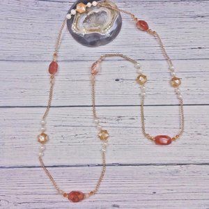 Madagascar Carnelian Long Layering Necklace